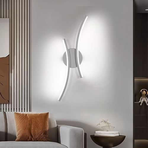 Modern LED Wall Light with 2 LED Strips, Curved Design Wall Sconce in Acrylic