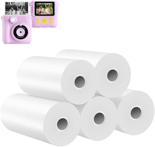 5 Rolls Kids Camera Print Paper Refill for Instant Print Camera BPA Free Photo Paper for Kids Instant Camera