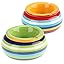 2x wind ashtray made of dolomite - weatherproof storm ashtray made of ceramic - small table ashtray with lid - design with colorful stripes