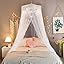 Mosquito Mesh Net Large Dome Hanging Canopy for Girls With Round Lace for Punch-free Installation - Single to Double Bed - Ideal for Bedroom Decorative