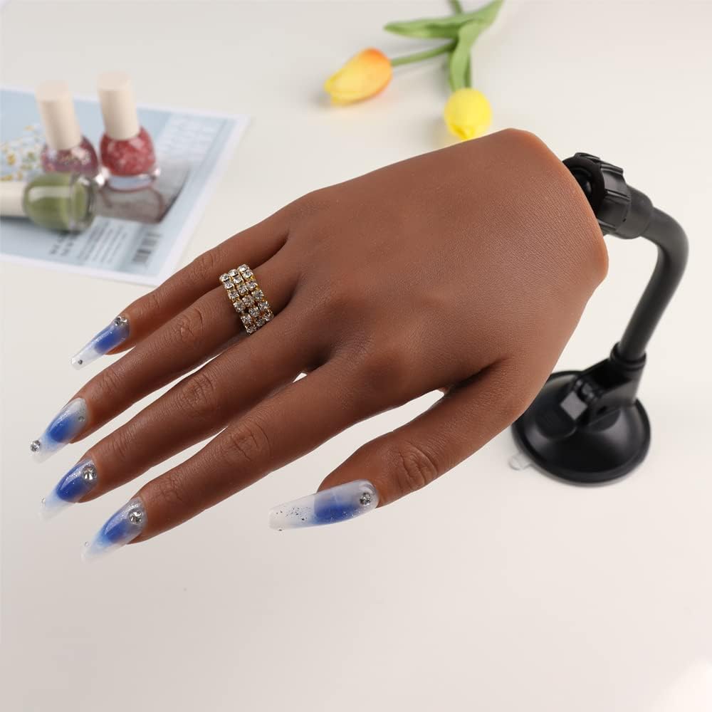 Practice Hand for Acrylic Nails with Flexible Fingers and Nail Tips