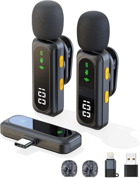 Wireless Lavalier Microphone for iPhone - iPad, Android Phone, Computer, Mini Lapel Mic, USB-C Microphone with Noise Reduction and Crystal Sound for Video Recording, Vlogging, TikTok, Singing, YouTube