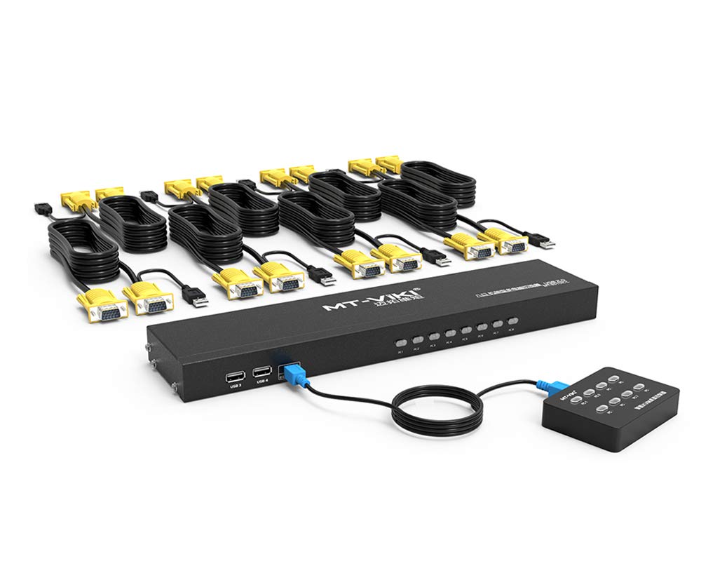 VGA KVM Switch 2 Port USB Selector for 2 Computers with Cables and USB Hub