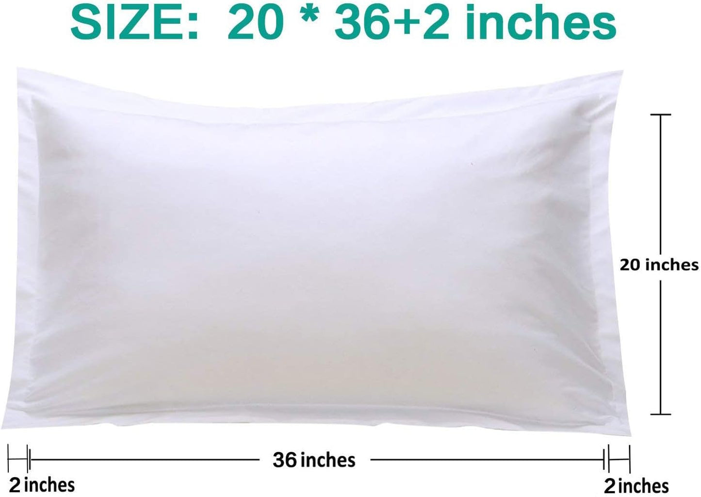 2 Pack 100% Brushed Microfiber Oxford Pillowcases, 1800 Super Soft and Cozy, Wrinkle, Fade, Stain Resistant Standard Oxford Pillow Cases | Hotel Quality Pillow Shams, 50x75 cm, White