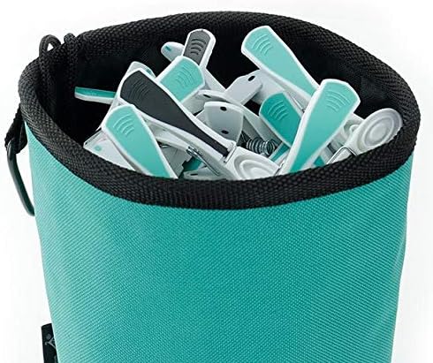 Set Premium Turquoise Peg Bag & Plastic Soft Grip Clothes Pegs Hanging Pegs Basket (48 Pegs, Turquoise)