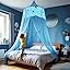 Mosquito Mesh Net Large Dome Hanging Canopy for Girls With Round Lace for Punch-free Installation - Single to Double Bed - Ideal for Bedroom Decorative