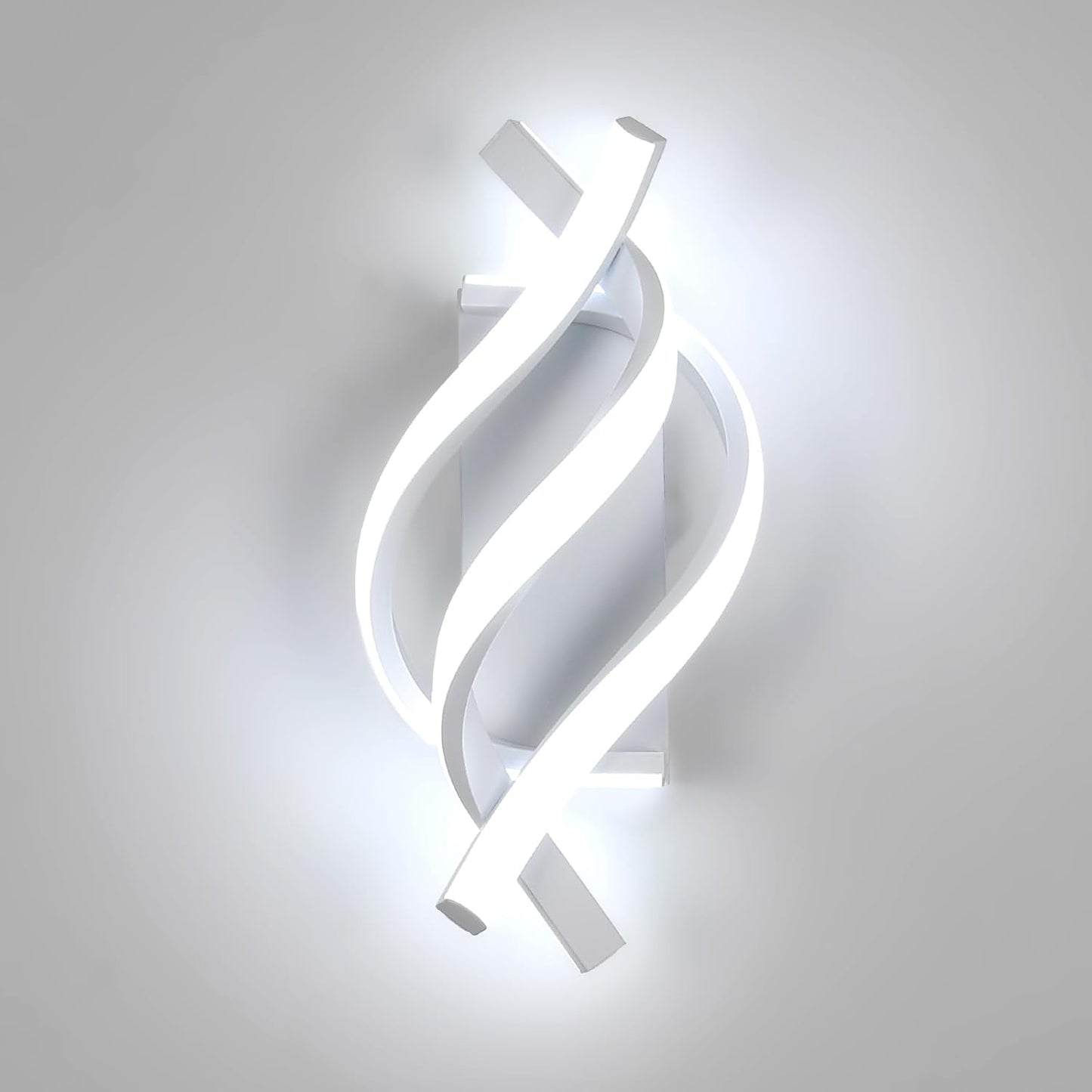 LED Wall Lights Indoor 22W, White Modern Simple Creatively Led Spiral Wall Light, Acrylic Wall Sconce Light, 6000K Cool White Wall Lamps for Bedroom Living Room Corridor Hallway