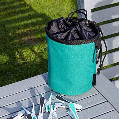 Set Premium Turquoise Peg Bag & Plastic Soft Grip Clothes Pegs Hanging Pegs Basket (48 Pegs, Turquoise)