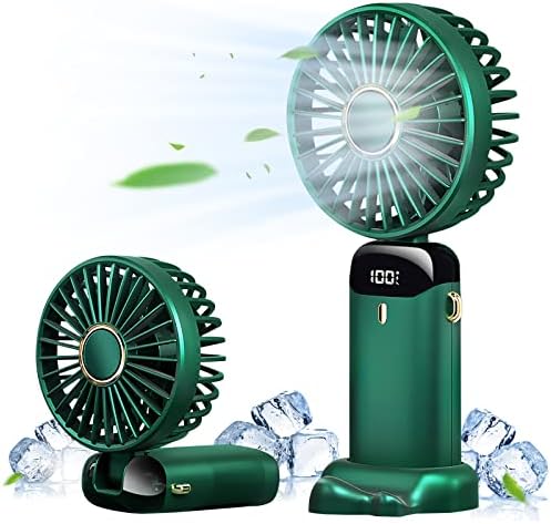 Portable Handheld Rechargeable Mini Fan with USB Battery, Foldable Desk Fan, 5 Speeds LED Display