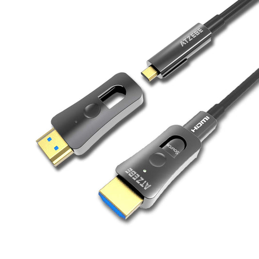 15M HDMI Cable, Fibre Optic HDMI Cable Support UHD 4K@60Hz HDR, High Speed 18Gbps, YCbCr 4:4:4 8bit, 3D, ARC, HEC, CEC, HDCP 2.2 with Dual Standard HDMI and Micro HDMI Connectors
