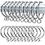 50 Pack 38mm Silver Metal Curtain Rings for Poles, Rods and Drapery, Shower Curtains