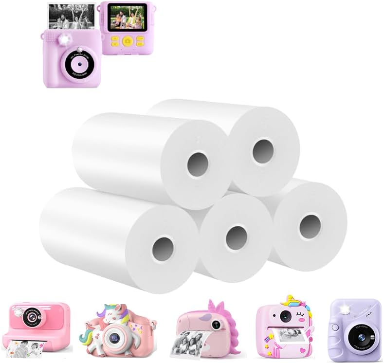 5 Rolls Kids Camera Print Paper Refill for Instant Print Camera BPA Free Photo Paper for Kids Instant Camera