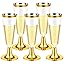 30Pcs Plastic Champagne Flutes, 150ml Gold Champagne Glasses Reusable Stemmed Party Wine Cups for Garden Wedding Anniversary Shower Parties