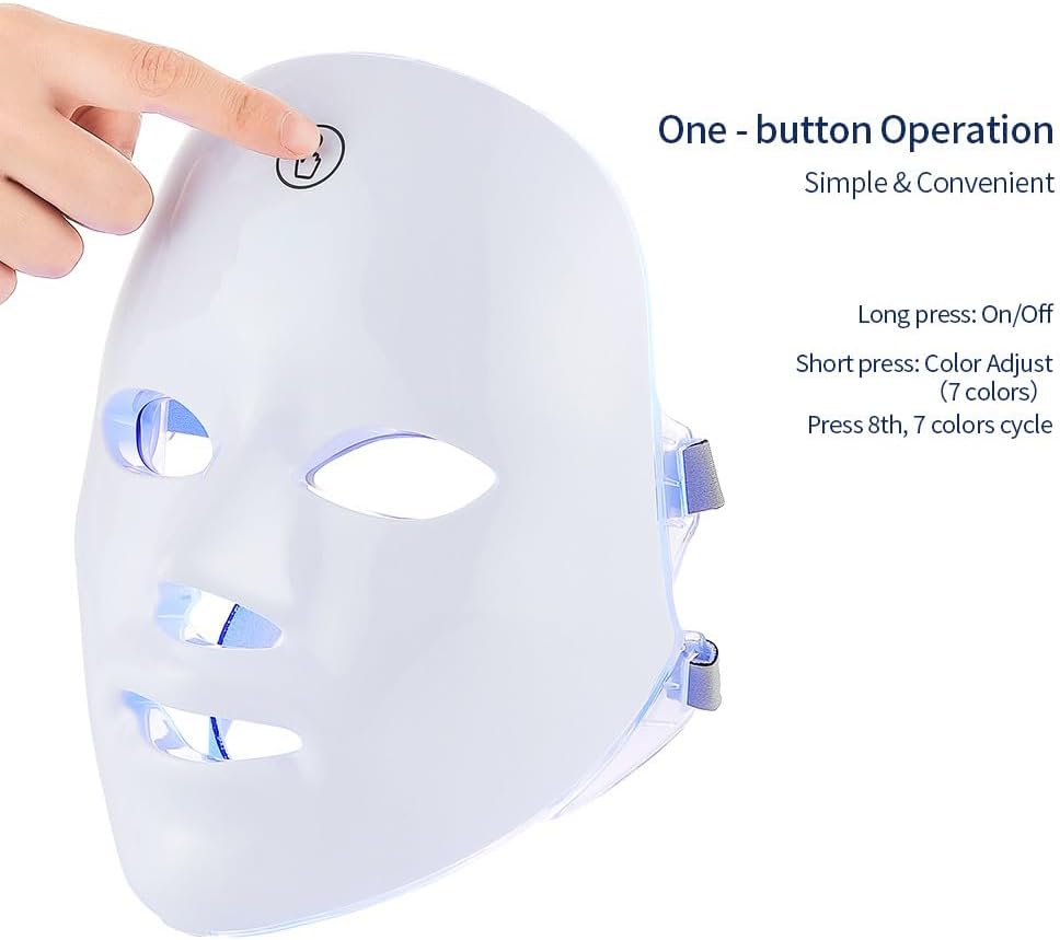 LED Light Therapy Face Mask - 7 Color Photon Therapy, Anti-Aging, Wrinkle Reduction, Skin Tightening, Daily Facial Care