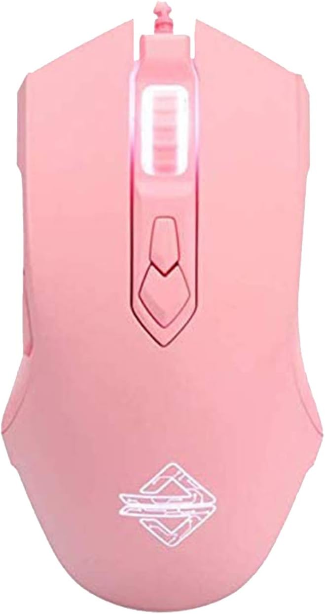 AJ52 Wired RGB Gaming Mouse, 2500 DPI 7 Buttons, Ergonomic LED Backlit USB Gamer Mice Computer Laptop PC, Compatible with XBOX PC Mac OS Linux - Pink