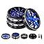 4 Pieces Clear Top Herb Grinder - Aluminium Spice Grinder with Pollen Scraper and Cleaning Brush - Black and Red.