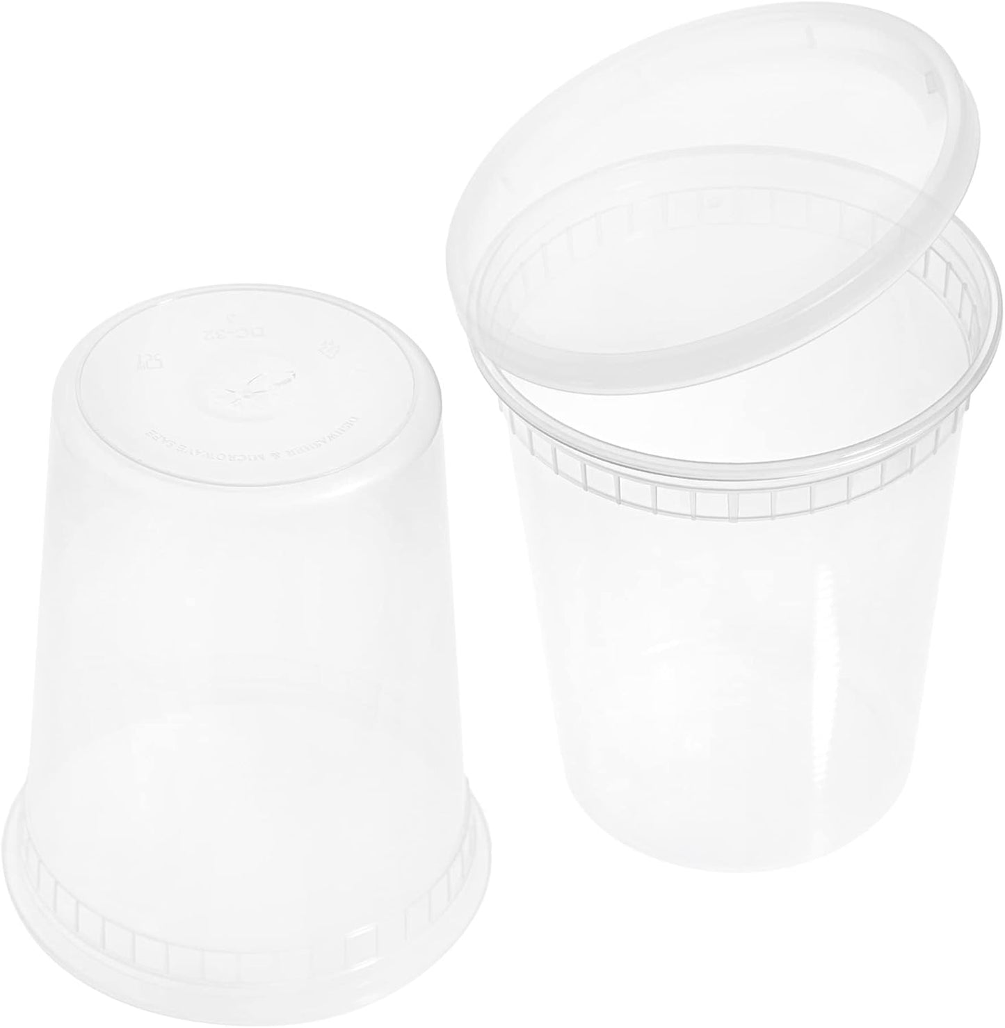 Pack of 20 Round Food Storage Soup Containers Plastic Deli Container Set with Lids Reusable Takeaway Meal - BPA Free