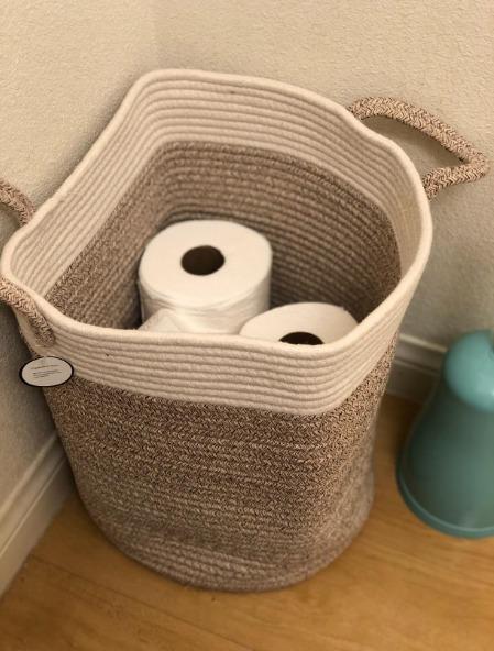 New Storage or Laundry Basket with Handle for Diaper Blanket Toy Towel Woven Laundry Basket