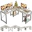 150CM Reversible L Shaped Desk with Shelves Industrial Corner Desk 240CM Long Table Computer Workstation with 3 Cable Holes