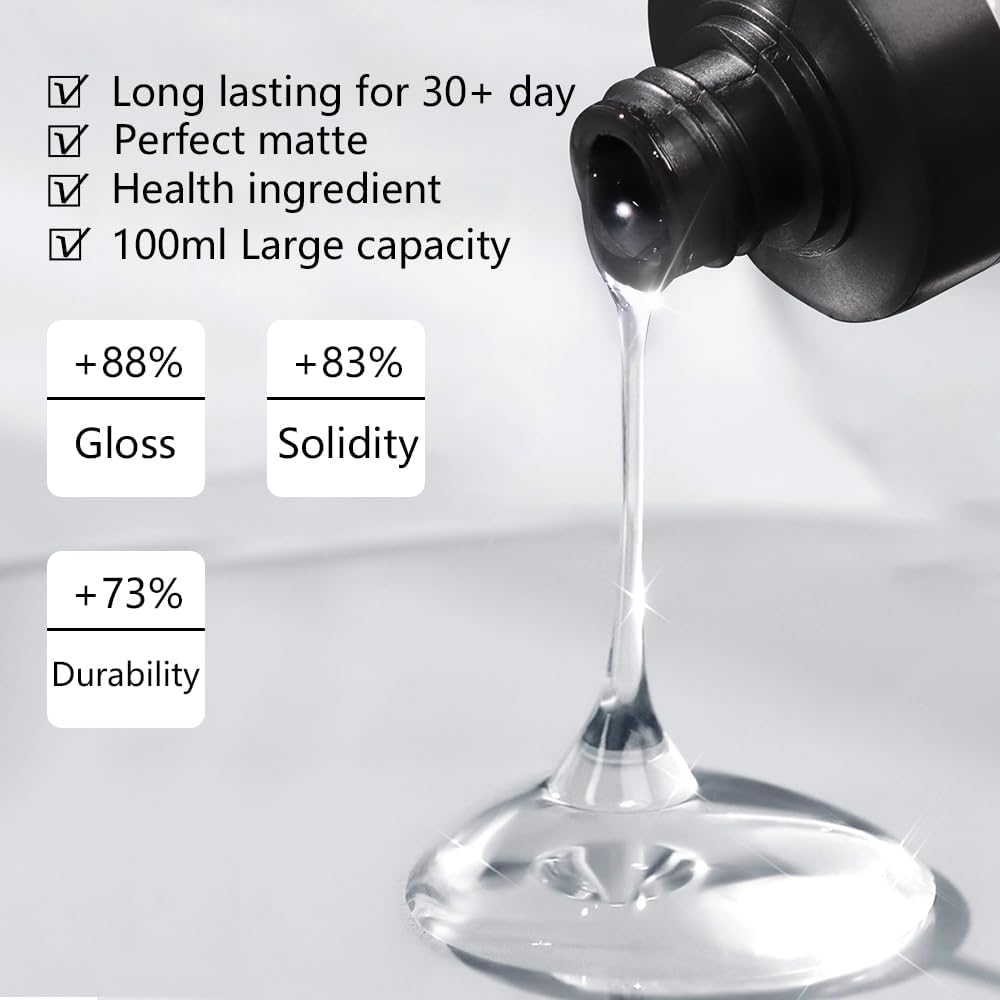 Semi-Permanent top coat (100ml Matte Top No Wipe)