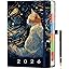 Diary 2025-2026 - Academic Diary A5 Page a Day, Mid-Year Planner (Aug.25-Jul.26) with Monthly View, Pen Set, Colourful Tabs Famous Quotes, Inner Pocket, Cat Theme