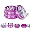 4 Pieces Clear Top Herb Grinder - Aluminium Spice Grinder with Pollen Scraper and Cleaning Brush - Black and Red.