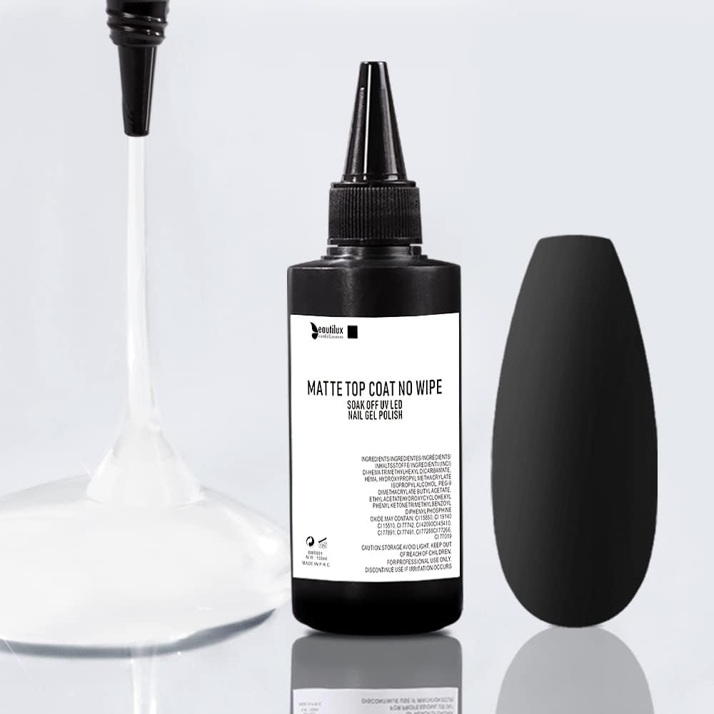 Semi-Permanent top coat (100ml Matte Top No Wipe)