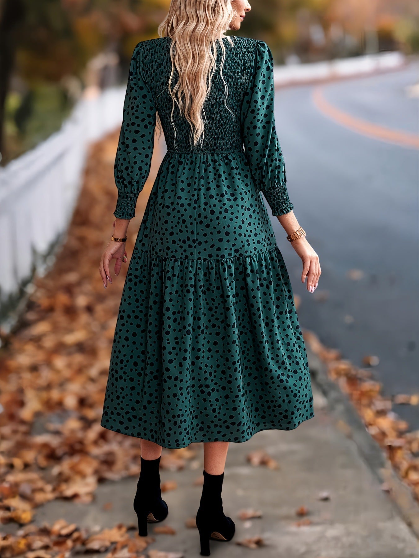 Women's Leopard Print Long Sleeve Dress