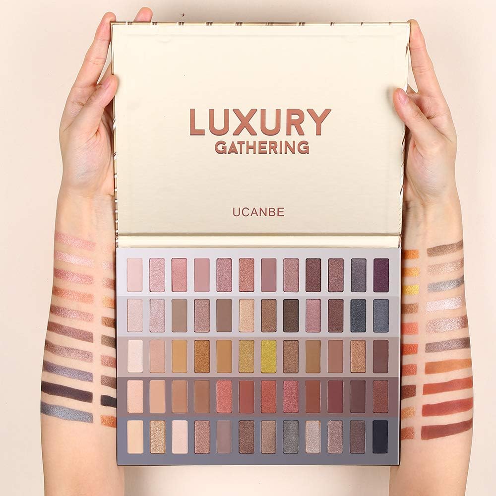 Pro Nude Eyeshadow Makeup Palette - Highly Pigmented 60 Colors Shimmer & Matte Eye Shadow - Warm Neutral Bronze Natural Powder Make up Pallet