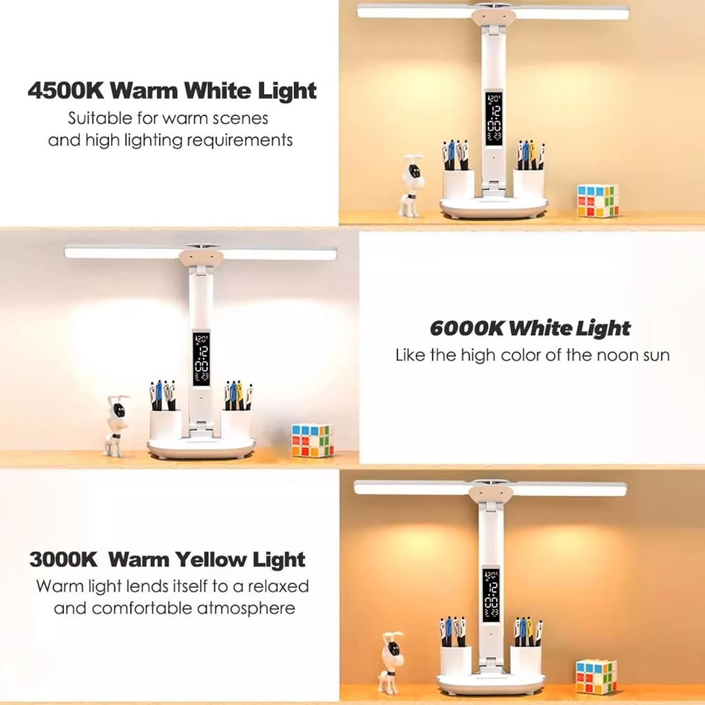 LED Dimmable Desk Lamp with 3 Color Temperatures and LCD Display