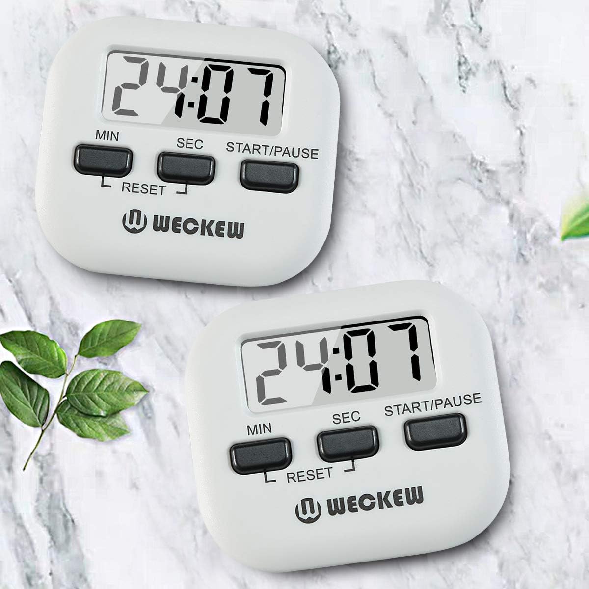 Kitchen Timer, WECKEW 2 Pack Digital Kitchen Timer Magnetic Countdown Stopwatch Timer With Loud Alarm