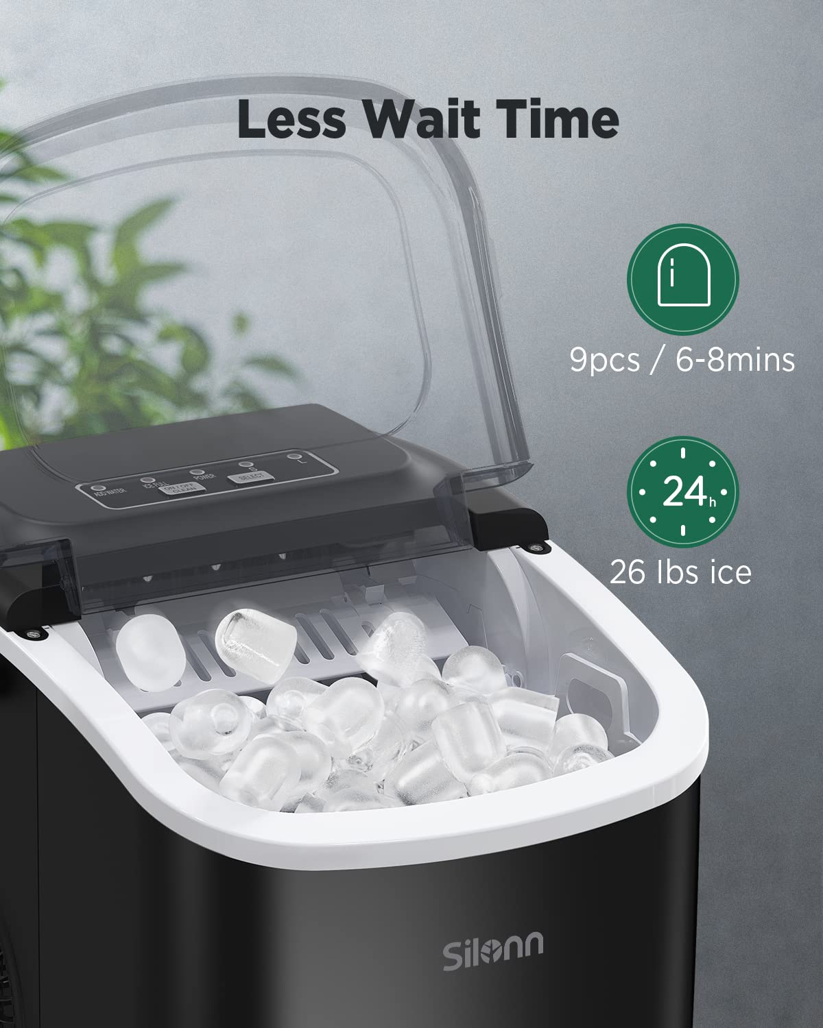 Ice Maker Machine Countertop Ice Machine, Self-Cleaning Ice Maker, Portable Ice Cube Maker Machine for Home/Kitchen/Office/Bar