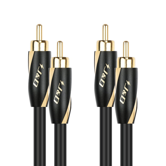 Audiophiles RCA Cable, 24 AWG 2RCA Male to 2RCA Male Stereo Interconnect Audio Cable, Gold-Plated Subwoofer Cable