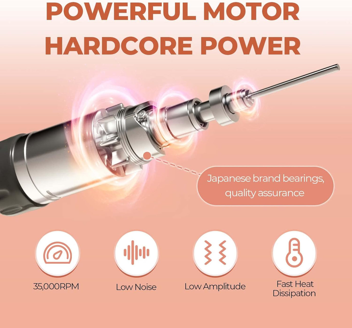 Nail Drill Machine, Professional E Files for Acrylic Nails Gel, Electric Nail Drill Files JD400, Adjustable Speed 30000RPM, 4 Bits, Powerful Manicure Pedicure Set for Nail Care Nail Art