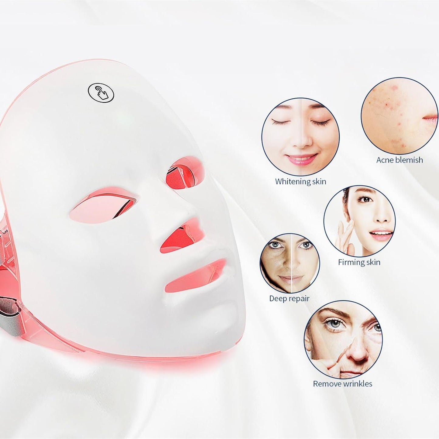 LED Light Therapy Face Mask - 7 Color Photon Therapy, Anti-Aging, Wrinkle Reduction, Skin Tightening, Daily Facial Care
