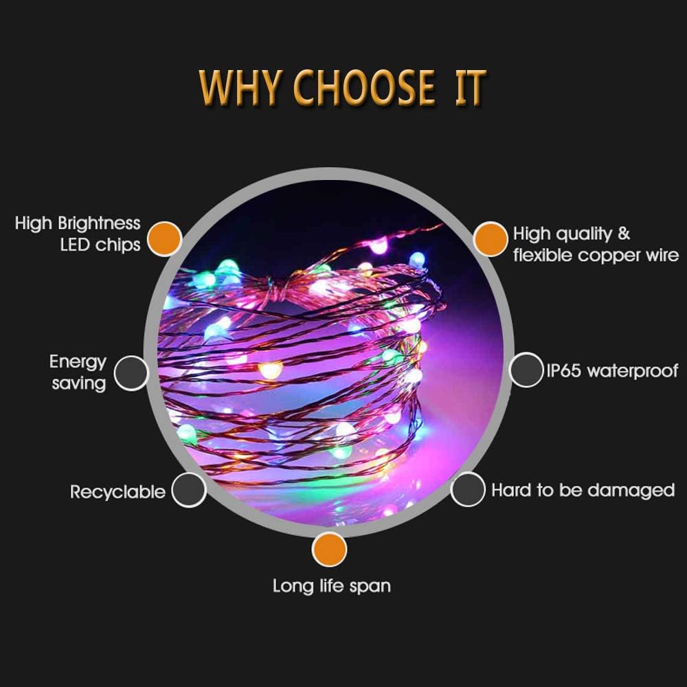 Fairy Lights Battery Operated String Lights 33FT With Remote Control for Garland Bedroom Wedding Party Christmas Tree Indoor Decor