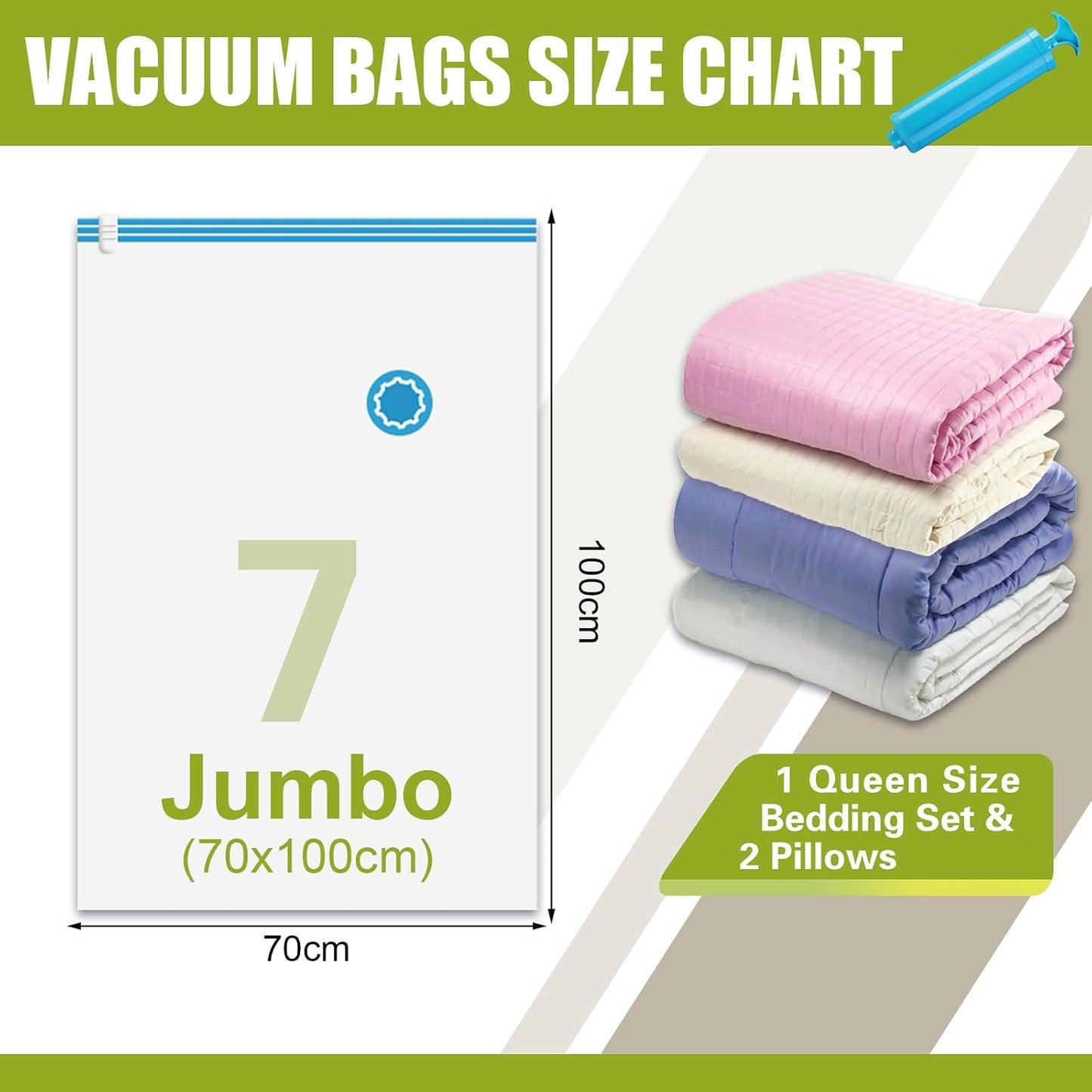 Space Saver Vacuum Storage Bags Medium Compressed Sealer Bags for Clothes Comforters Beddings and Blankets with Hand Pump