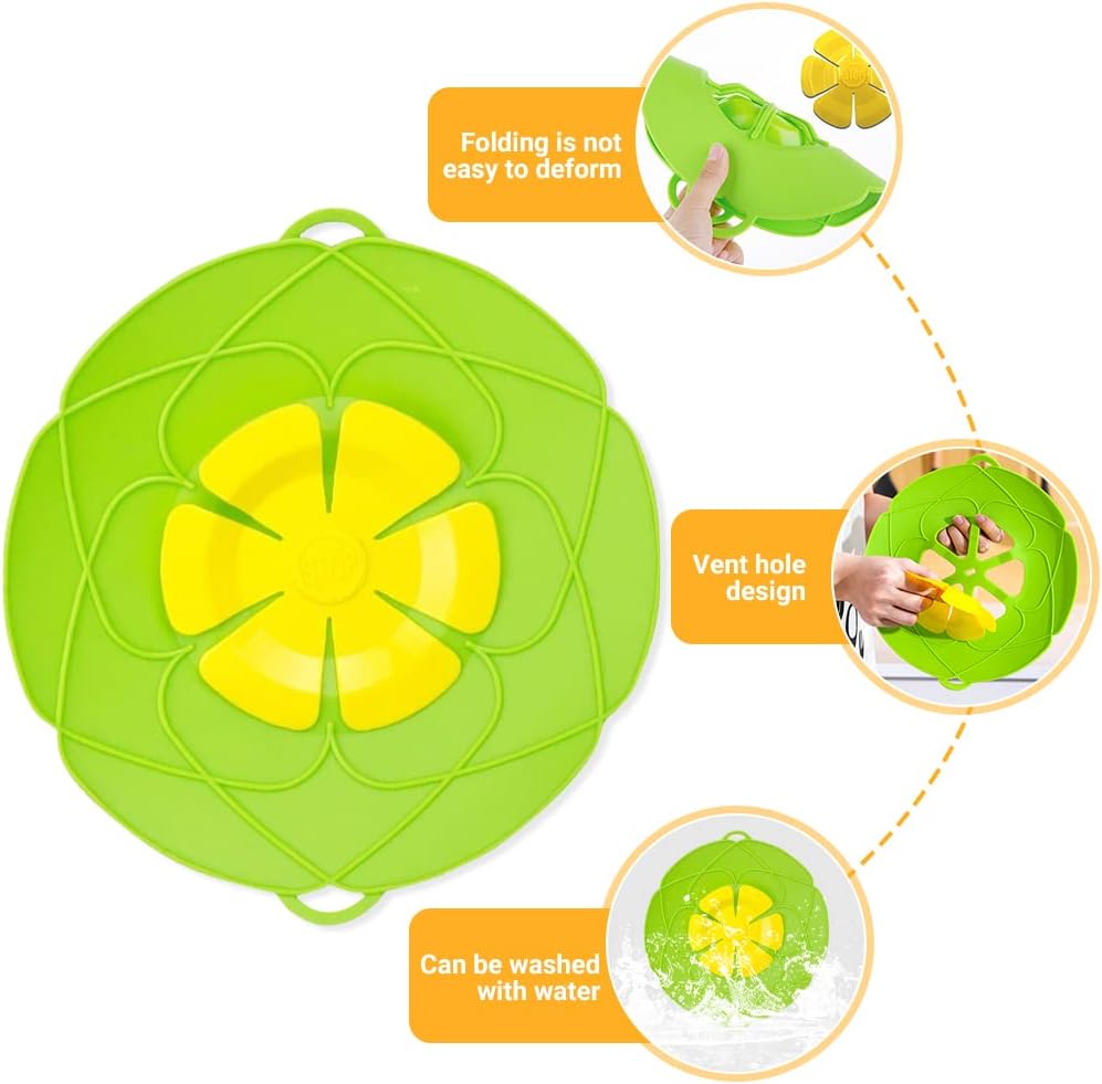 Spill Stopper Lid Cover,2Pcs Silicone Pan Lid 10"&11.5" Splatter Guard Pots Boil Over Safeguard Multi-Function Kitchen Tool Kitchen Gadgets