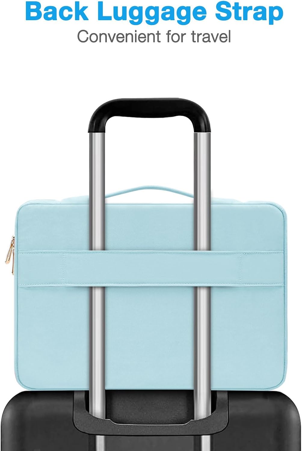 13-14 inch 360 Protective Laptop Case, 13.3 inch Laptop Sleeve Compatible with MacBook Air/Pro 13 13.6/Pro 14, HP, Dell, ASUS, Rectangle Quilted Bag with Handle&Pocket&Small Case, Ice Blue