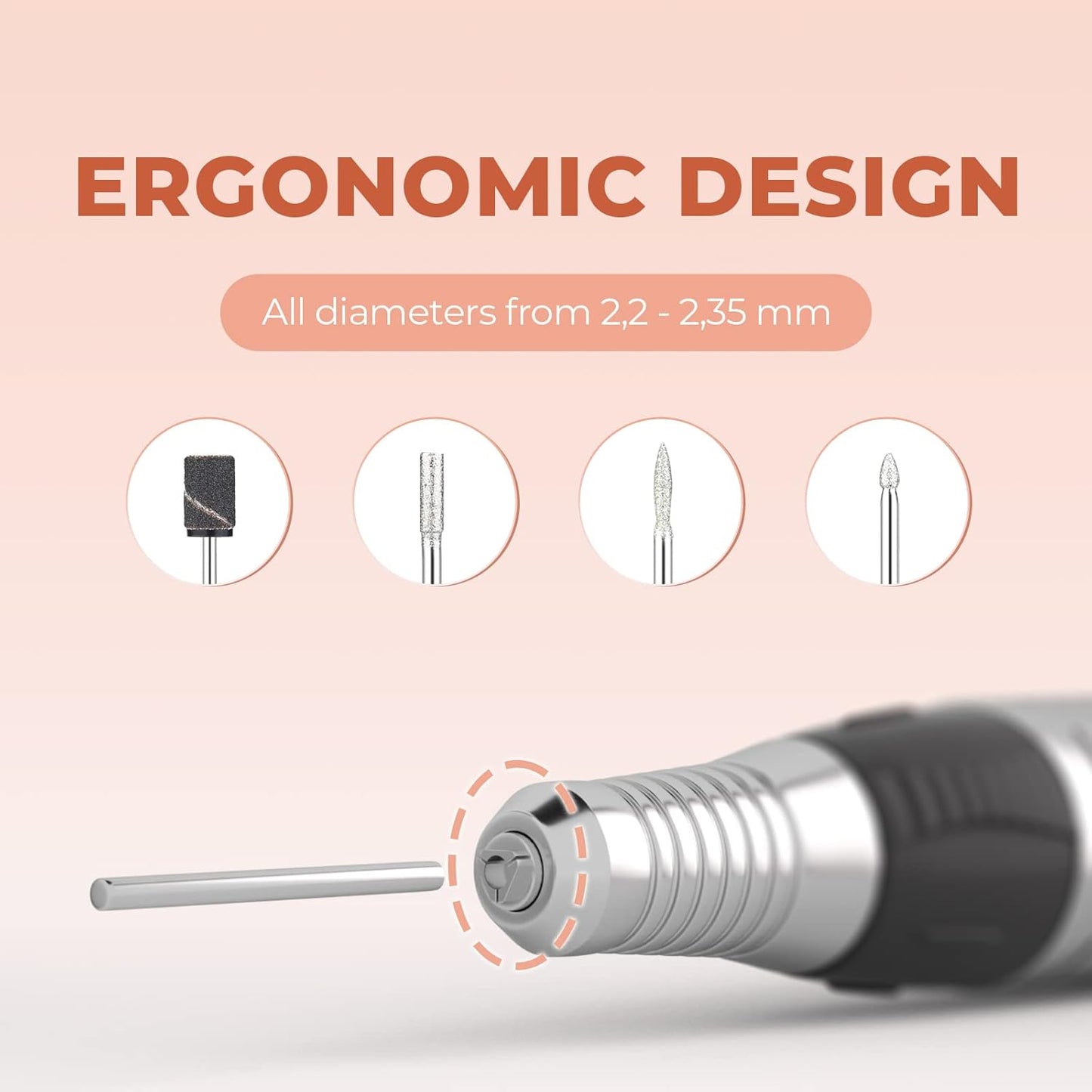 Nail Drill Machine, Professional E Files for Acrylic Nails Gel, Electric Nail Drill Files JD400, Adjustable Speed 30000RPM, 4 Bits, Powerful Manicure Pedicure Set for Nail Care Nail Art