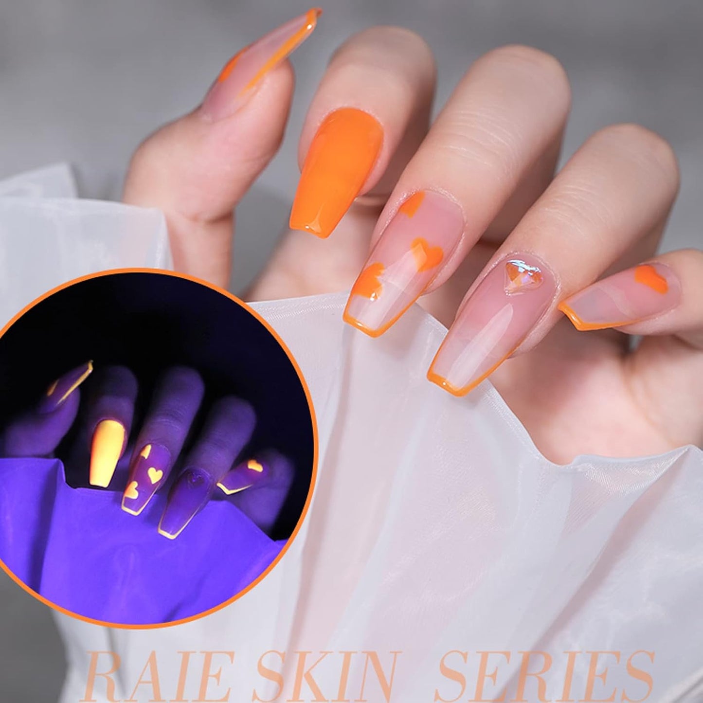 UV Gel Nail Polish Set - Soak Off, Glow in the Dark Neon Colors for Home DIY Manicure and Nail Salon