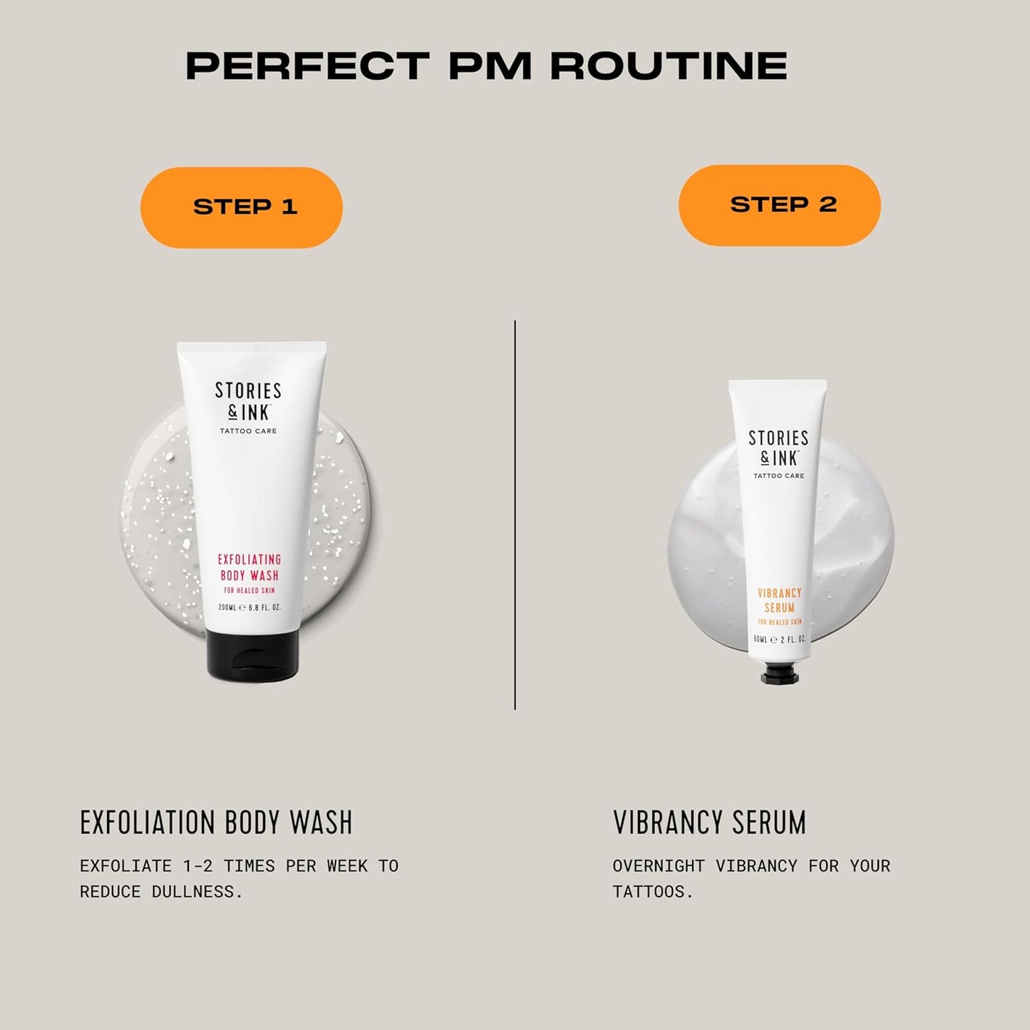 Tattoo Aftercare | WAKE & GLOW DUO: Revive Faded Ink & Improve Tattoo Clarity. Serum + Exfoliator Bundle