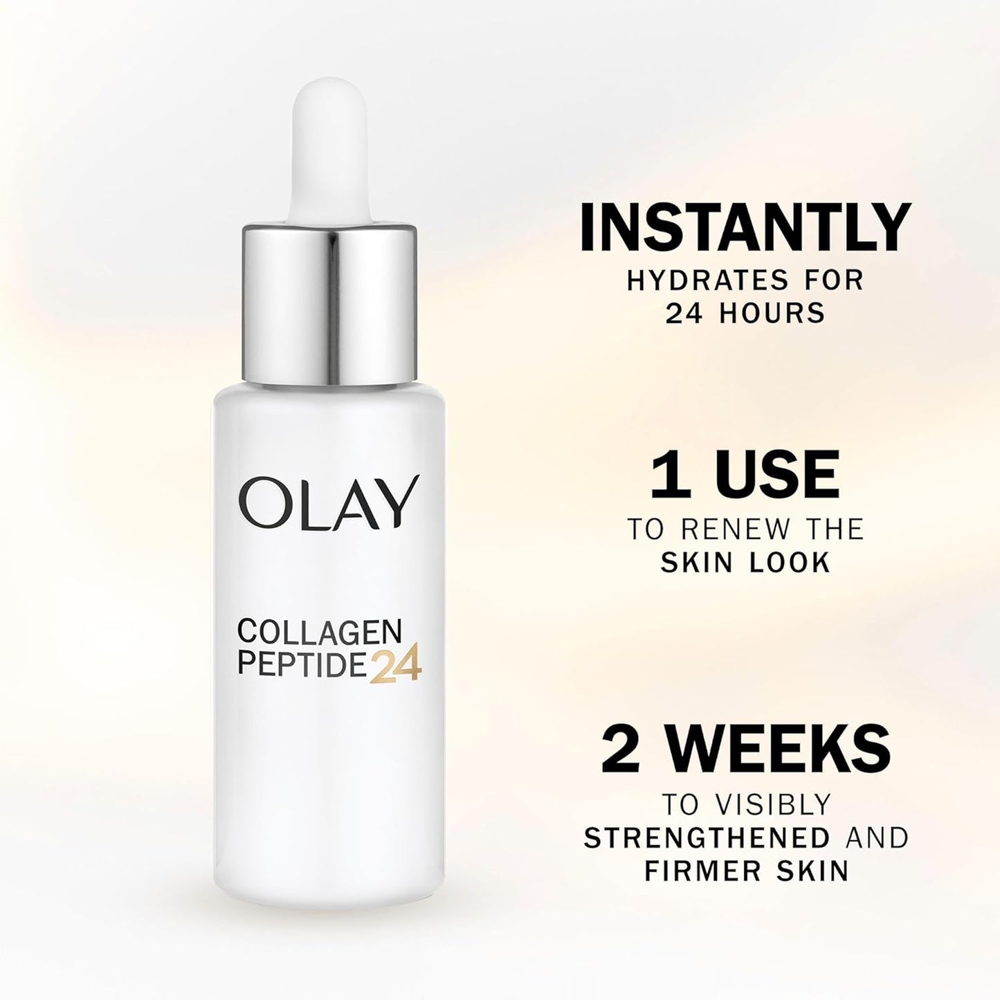 Olay Collagen Peptide Serum for Face, Skincare with Niacinamide 99% Purity and Antioxidant Vitamin E. Advanced Anti Ageing Skin Care with 3 Actions