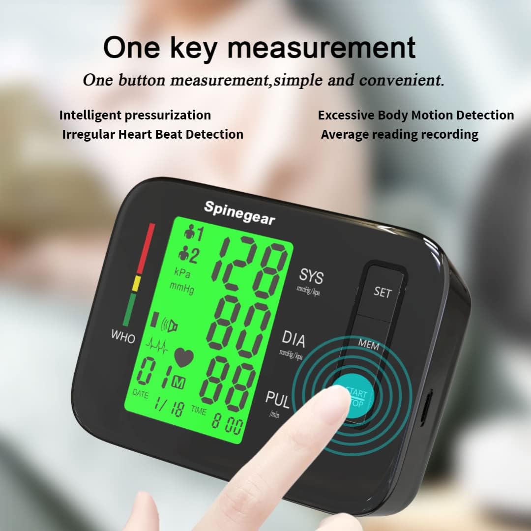 Rechargeable Upper Arm Blood Pressure Monitor – NHS Home Use BP Machine, CE Approved, Large Cuff 22-42cm, Heart Rate & Irregular Heartbeat Detection, LCD Backlight, Voice Broadcast