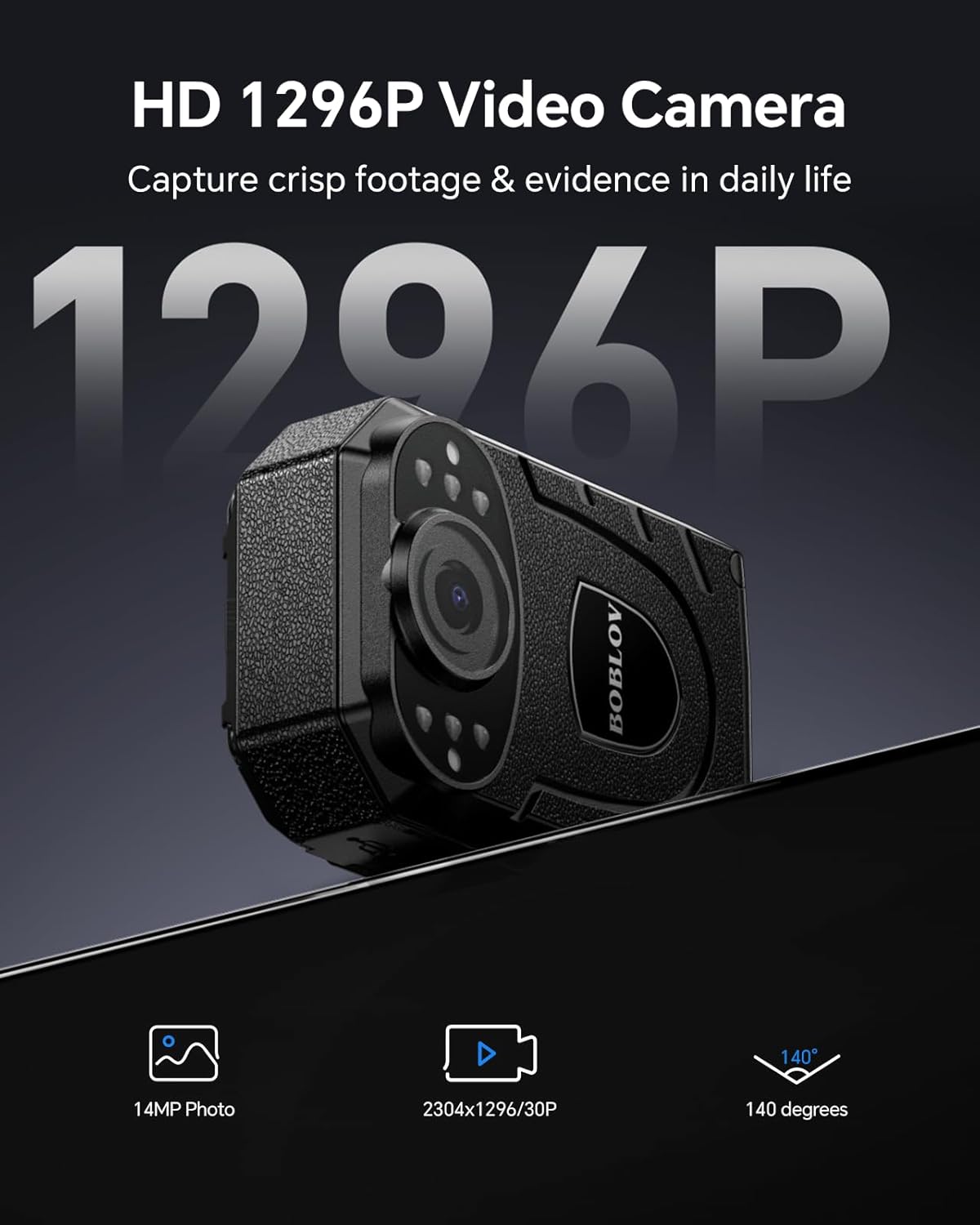 KJ21 Body Camera, 1296P 32GB Police Body Cams for Security, Walking Pets, Personal Body Worn Camera