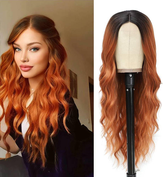 Wigs for Women Middle Part Curly Synthetic Hair Natural Looking Heat Resistant Fiber