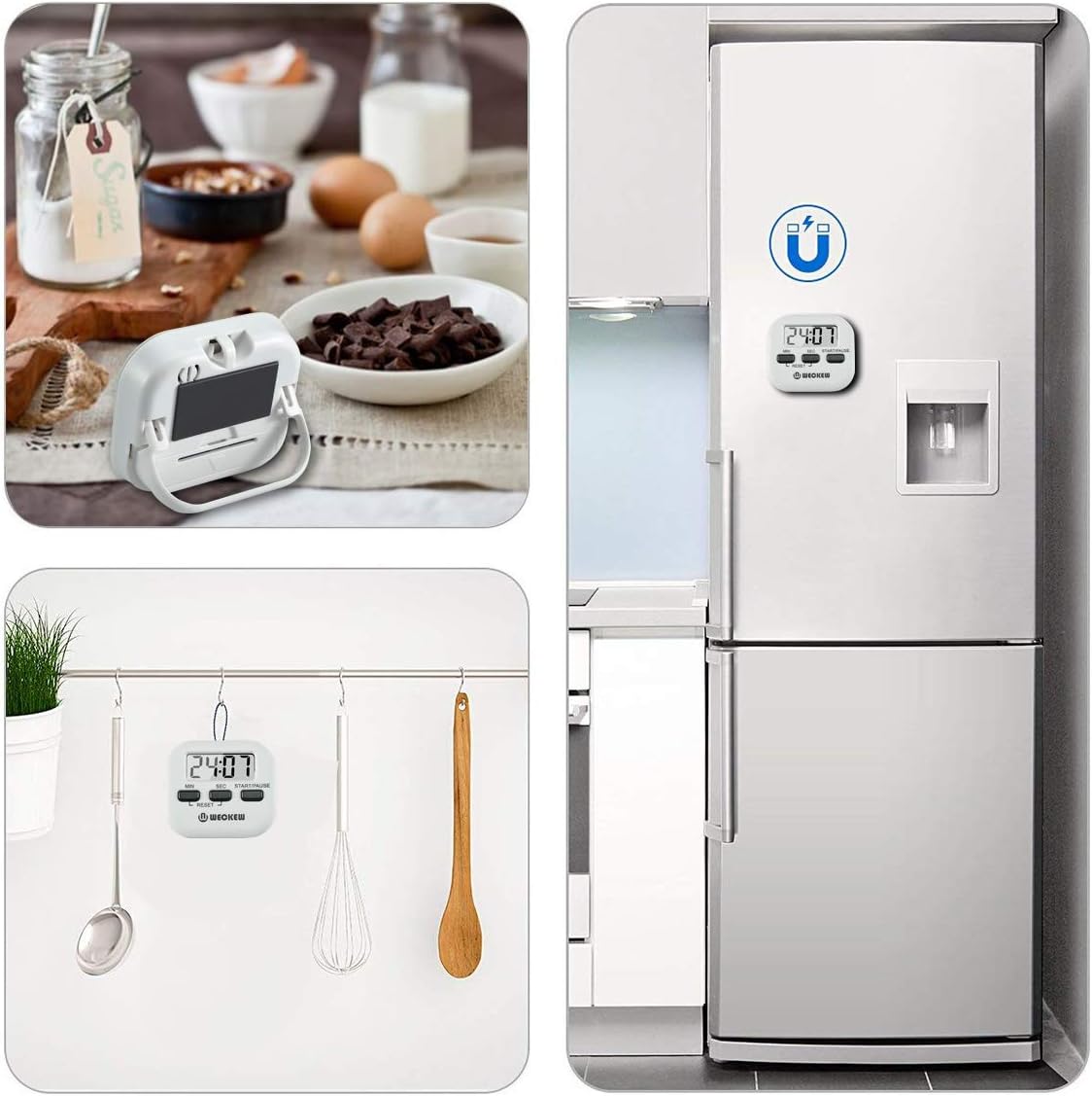 Kitchen Timer, WECKEW 2 Pack Digital Kitchen Timer Magnetic Countdown Stopwatch Timer With Loud Alarm