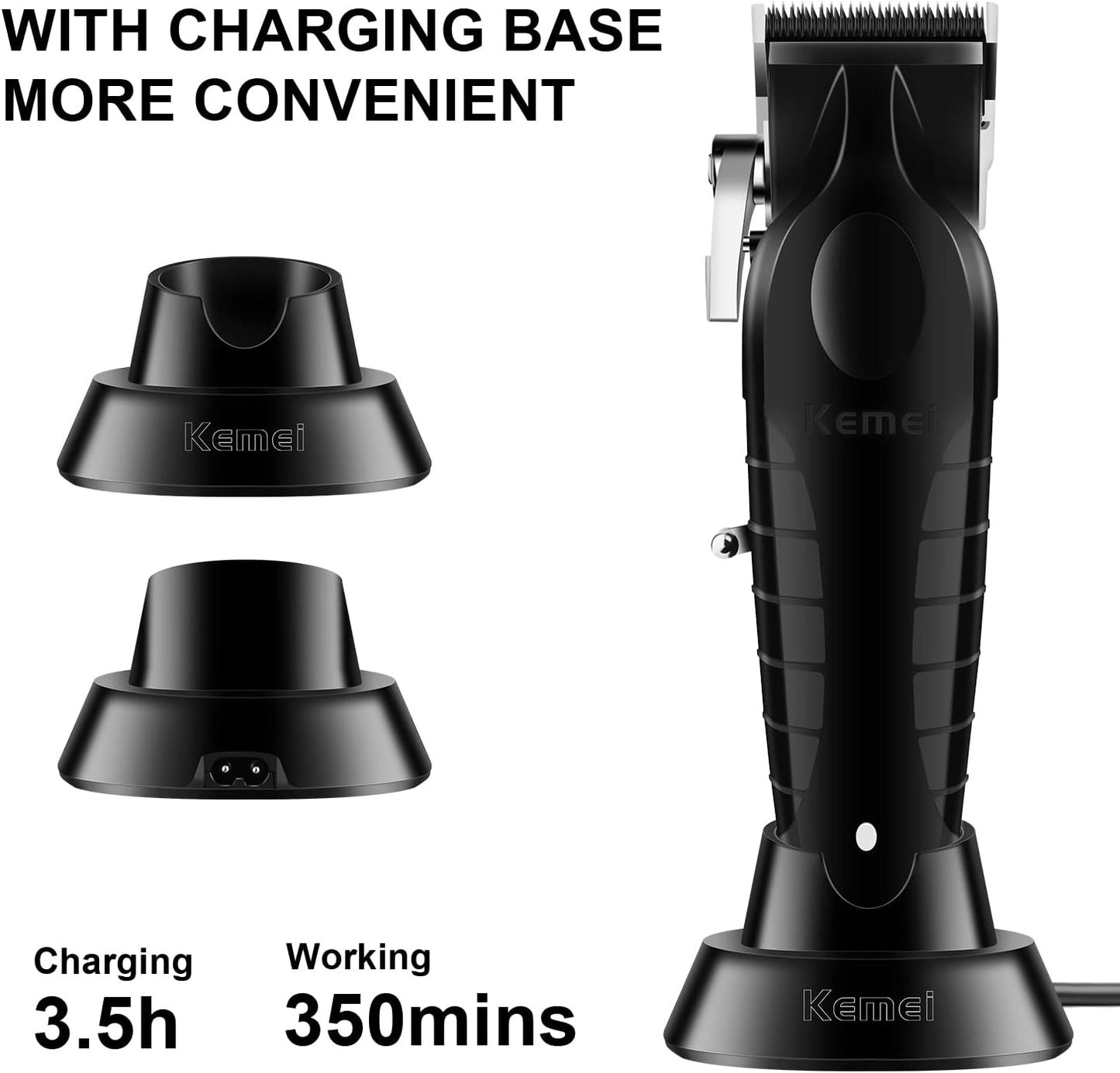 Black Hair Clippers for Men, Adjustable Cordless Clipper Professional Barber Clipper, USB Rechargeable Wireless Haircut Clippers