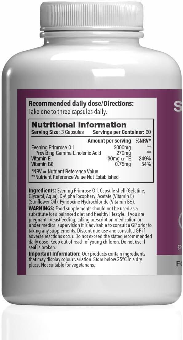 Evening Primrose Oil 3000mg Capsules with Vitamins B6 & E