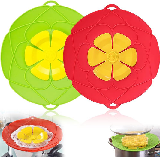 Spill Stopper Lid Cover,2Pcs Silicone Pan Lid 10"&11.5" Splatter Guard Pots Boil Over Safeguard Multi-Function Kitchen Tool Kitchen Gadgets